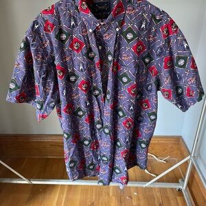 The Arrow Company 1851 World Series Baseball Short Sleeve Button Front Shirt L